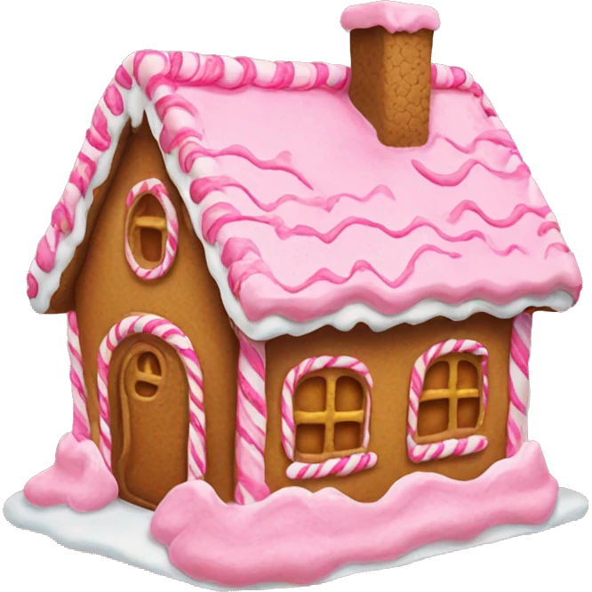 Gingerbread house with pink icing  emoji