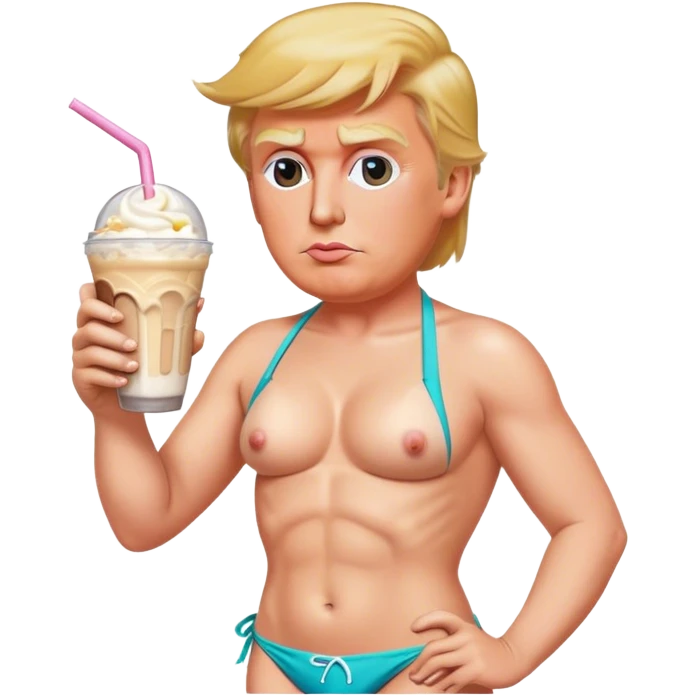 Donald trump wearing a bikini drinking a milkshake emoji