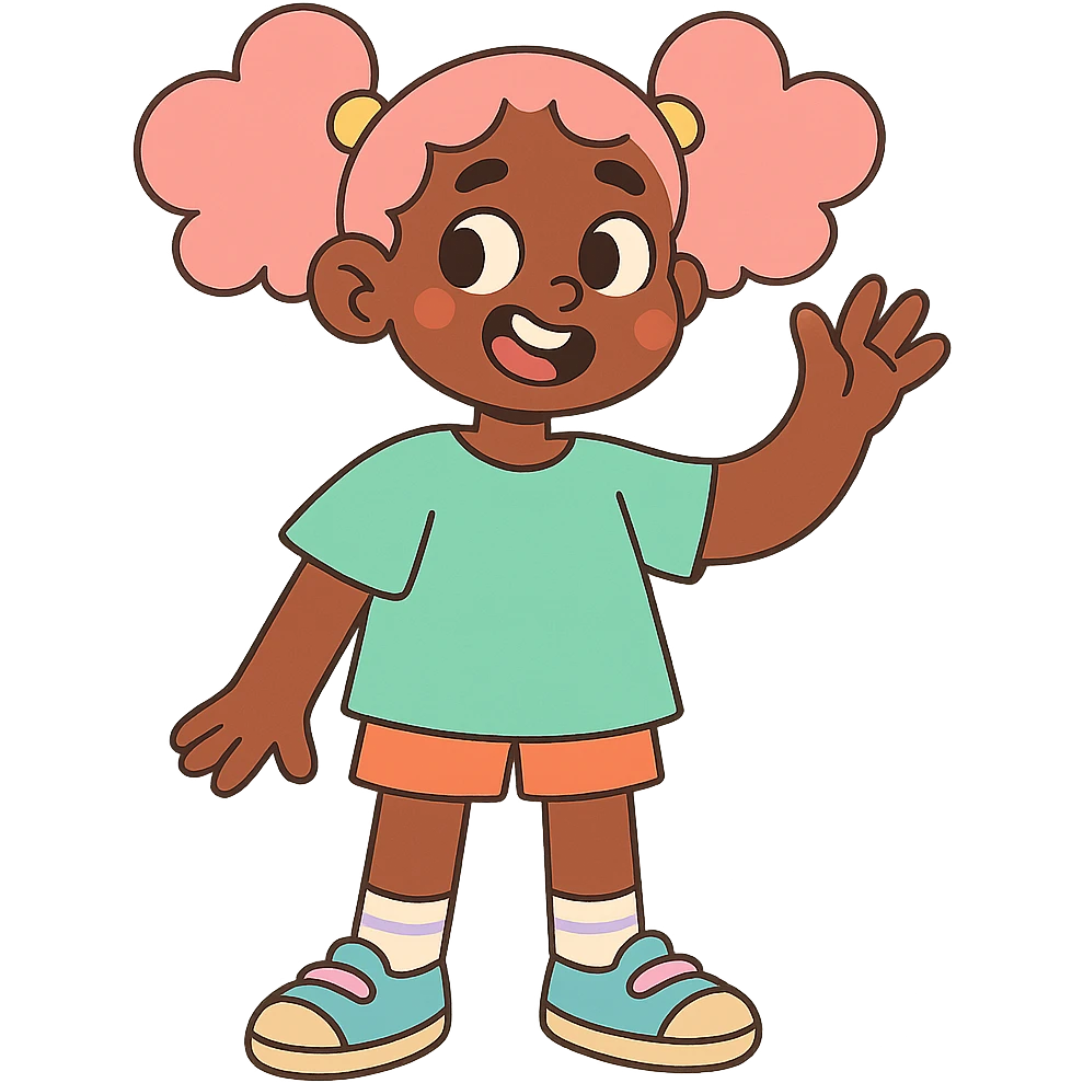 Black girl with soft colors and playful details emoji