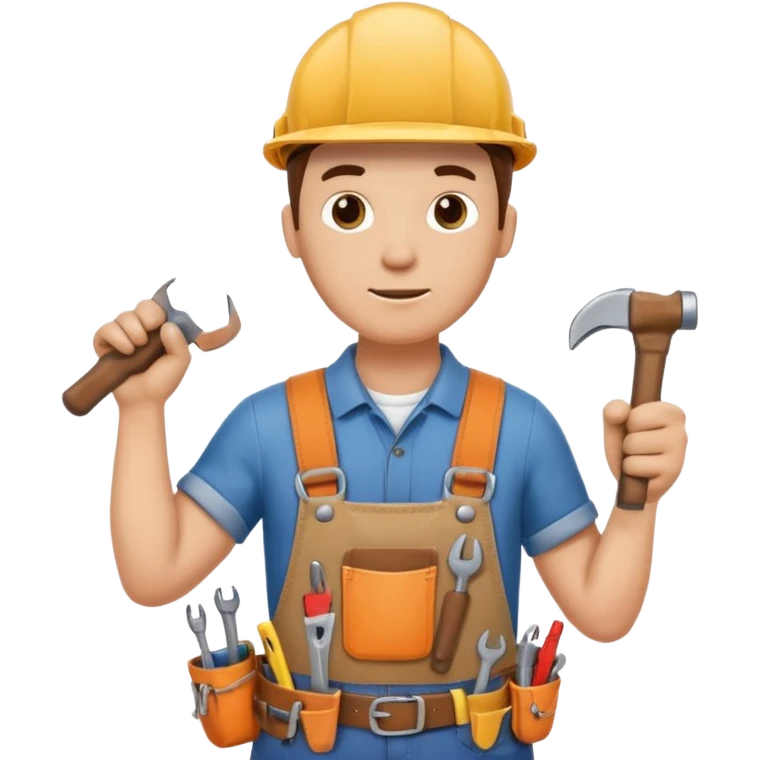 a handyman holding a wrench in this right hand and a hammer in his left hand emoji