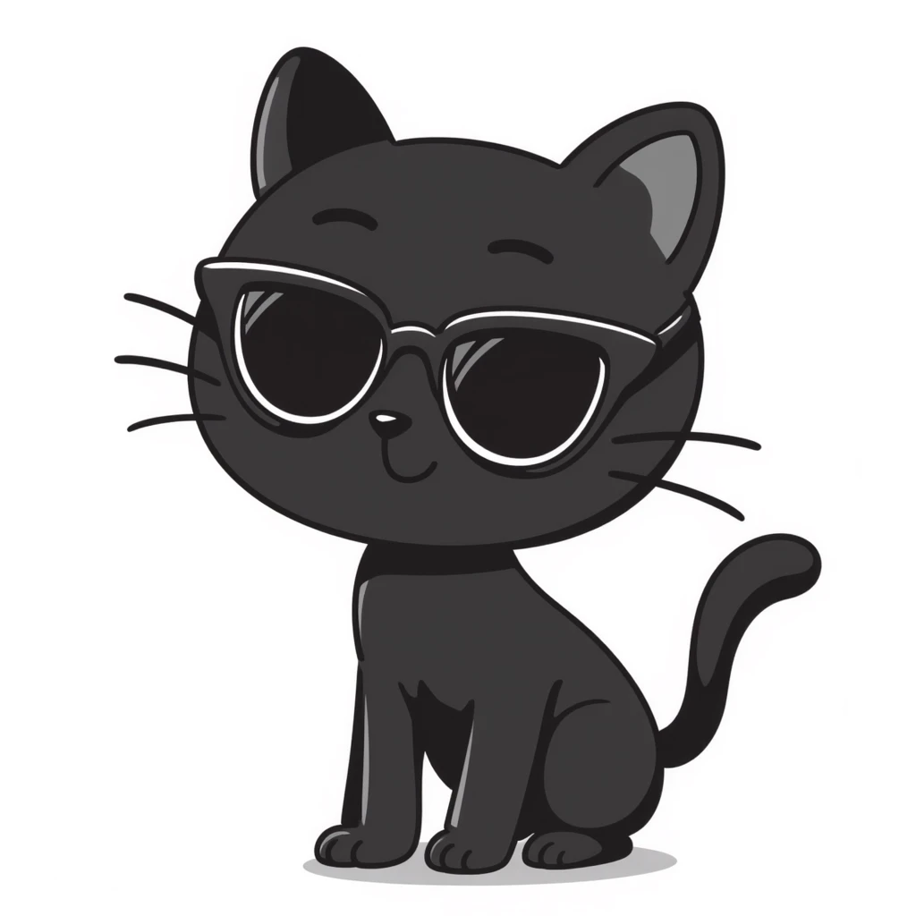 Cute cat wearing stylish sunglasses emoji