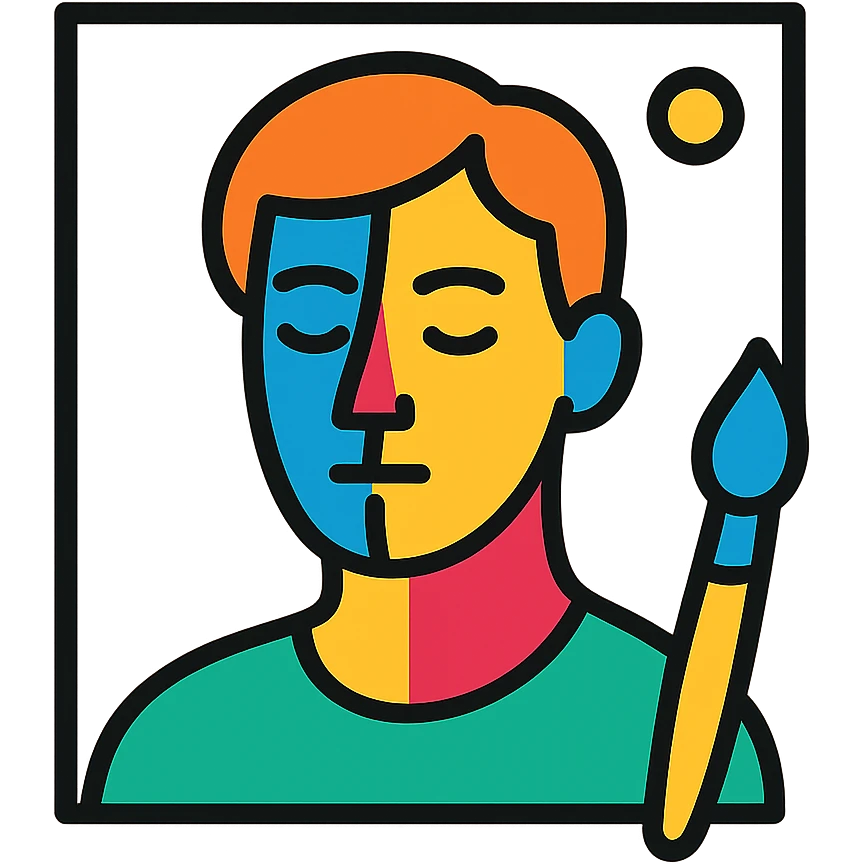 self-portrait as a colorful painting emoji