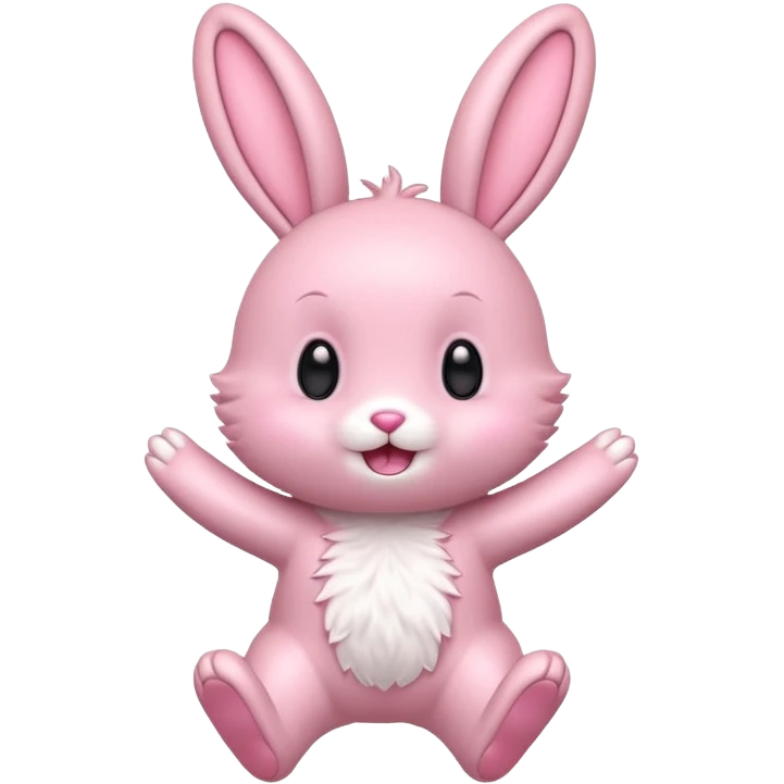 Exited pink bunny, kawaii chibi fluffy ears and body jumping of excitement  emoji