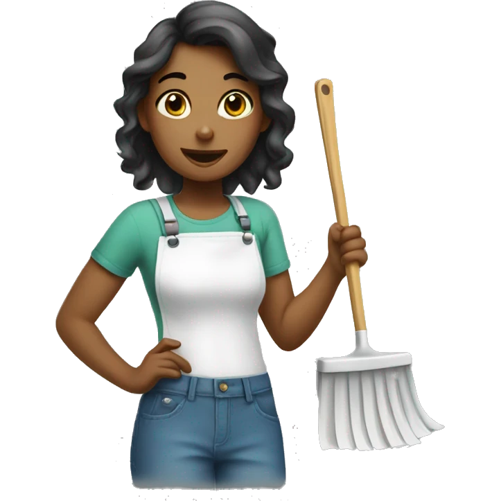 Girl doing house chores emoji