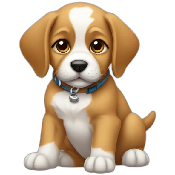 puppy that codes a program in laptio emoji