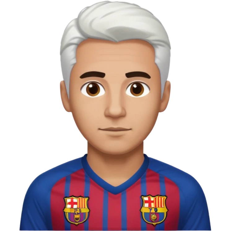 araujo футболист с белыми волосами и коричневыми бровями  в футболке барселоны emoji