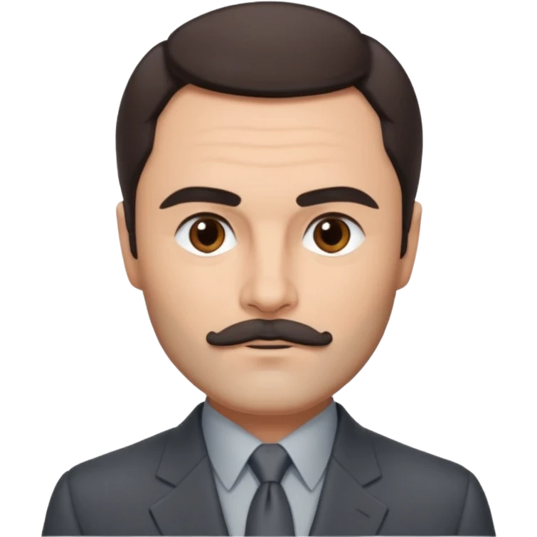 John Saxon with dark brown hair and short mustache, dark grey suit emoji