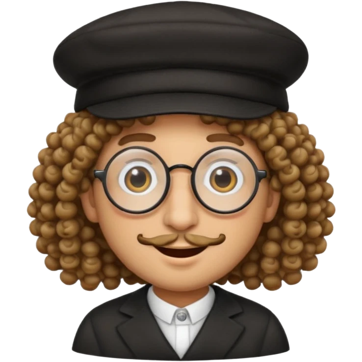 Creami un emoji stile whatsapp dello stereotipo dell ebreo con il nasone e i capelli da ebreo gli occhiali rotondi e il cappello da ebreo  emoji