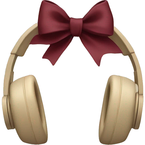 beige headphones with burgundy bow emoji