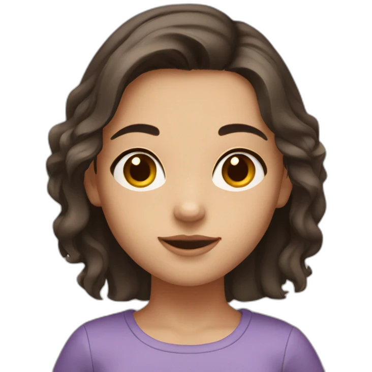 Girl with medium dark brown hair and brown eyes emoji
