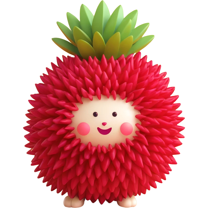 可爱的小红毛丹拟人，超级软萌可爱，造型讨喜 emoji