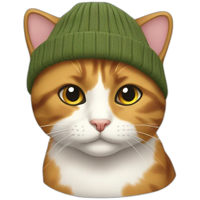calico cat with a beanie emoji