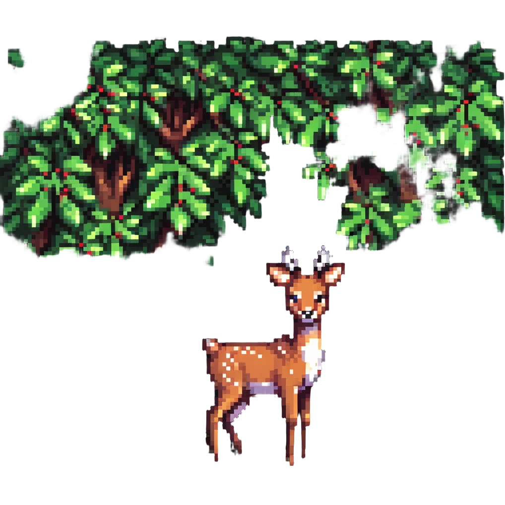 deer peeking from behind a bush emoji