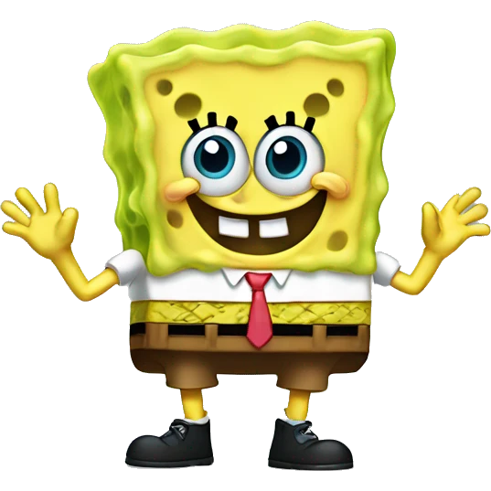 Cute spongebob wawing his hand emoji