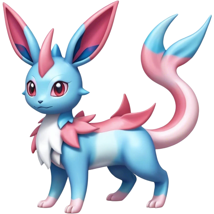 Shiny Cute Milotic-Sylveon-Glaceon-Vaporeon-Dragonair-Pokémon-hybrid-fusion full body emoji