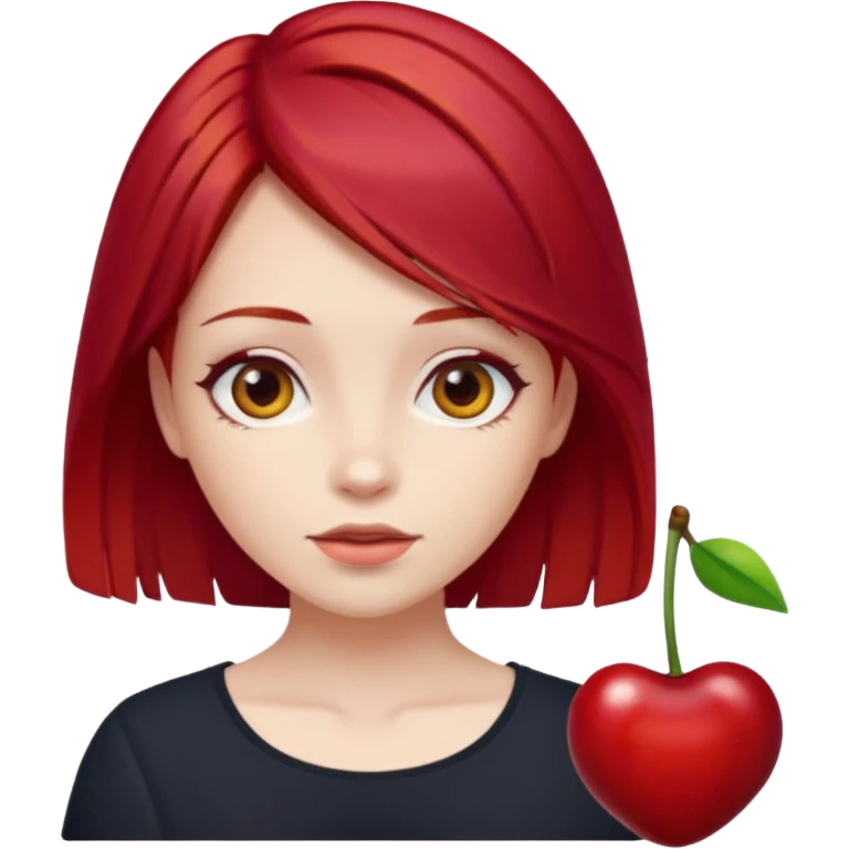 Chica blanca cabello cherry red emoji