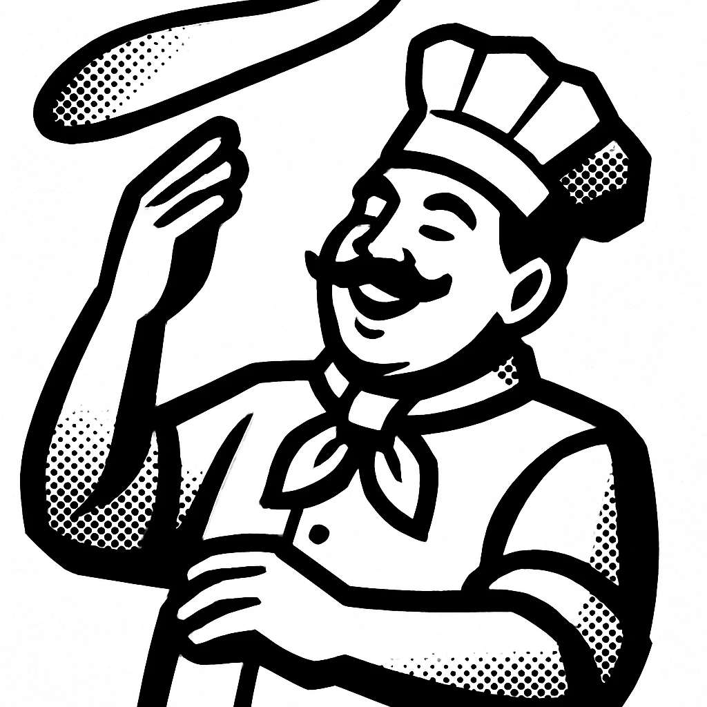 smiling Italian chef spinning pizza dough emoji