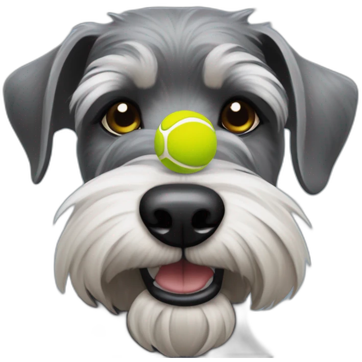 Full schnauzer tennis ball in mouth emoji