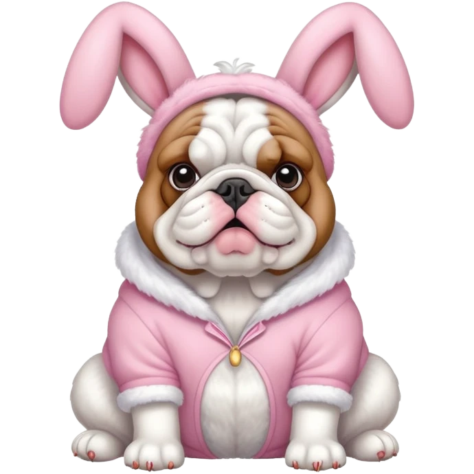 Bulldog in bunny costume  emoji