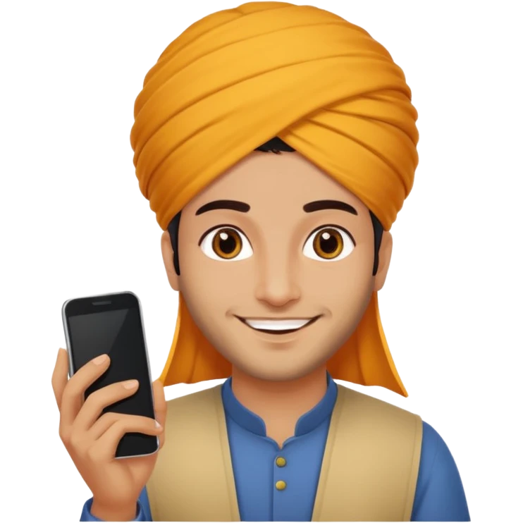 persian with saffron on head and smartphone emoji