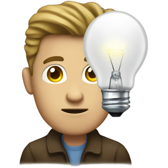 White Man thinking lightbulb emoji