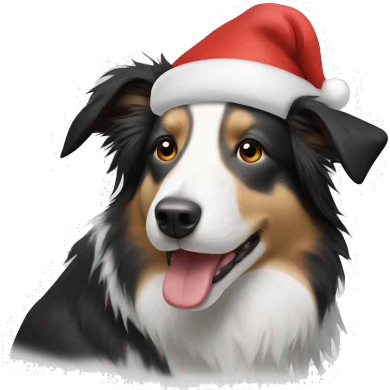 Boarder collie with a Santa hat on emoji