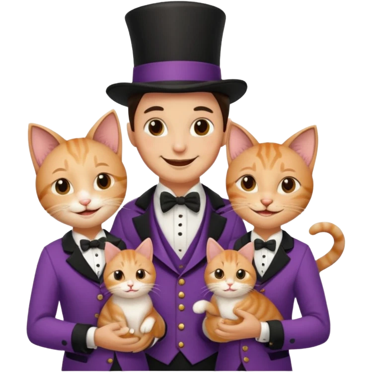 magician couple and their pet cat emoji