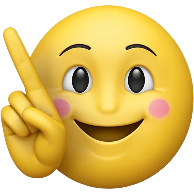 Create a 3d emoji of smiley with fingers showing peace sign. Background is white emoji