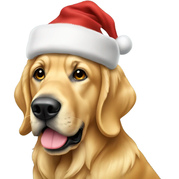 Golden treiver con gorro de papa noel emoji