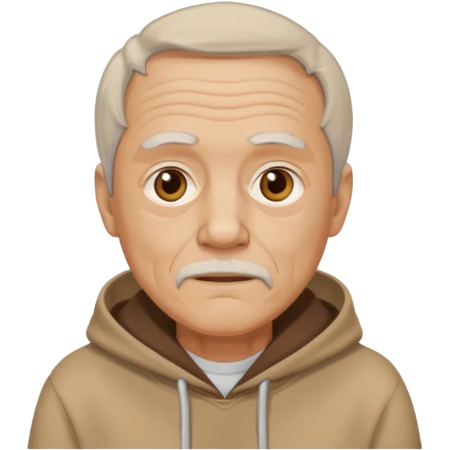 old man with brown hoodie emoji