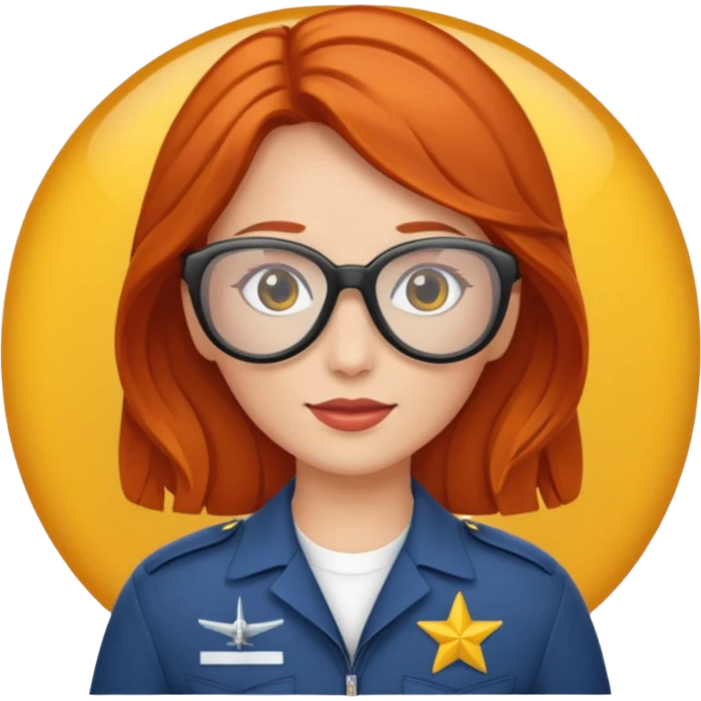 pilote d'avion femme rousse avec lunette de soleil emoji
