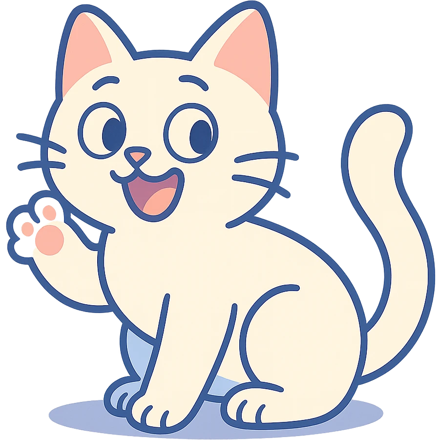 white cat in pastel toon style emoji
