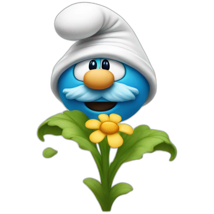 Smurf on a flower emoji