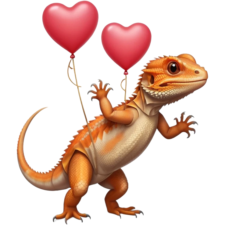 bearded dragon with heart balloon emoji