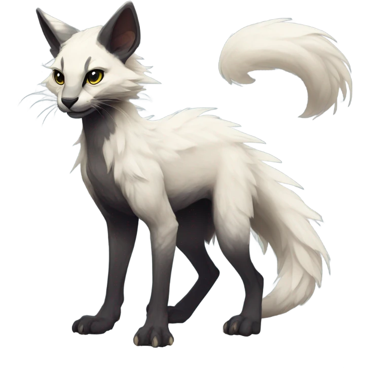 Modern Feral Rare Fantasy Vernid-Trico-species by LiLaiRa, random markings, tufted tail, tufted ears, full body emoji