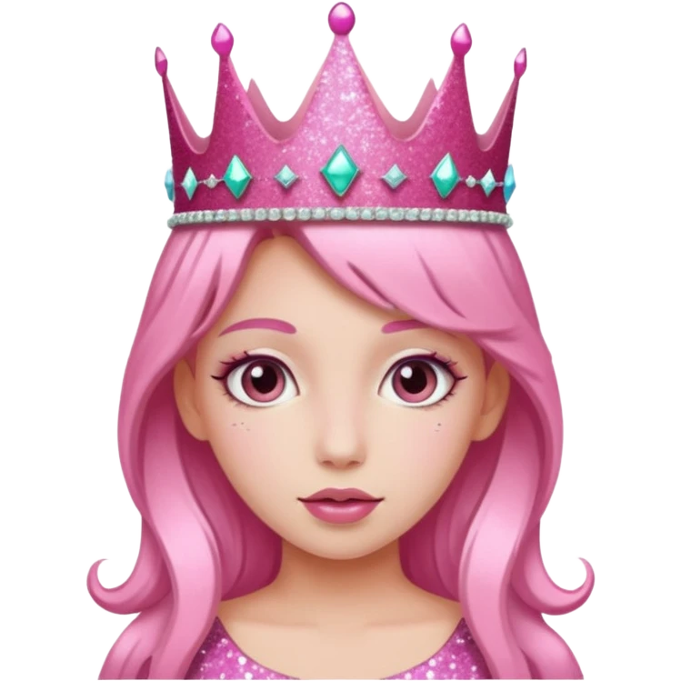 pink girl glitter crown emoji