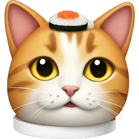cat wearing sushi as a hat emoji