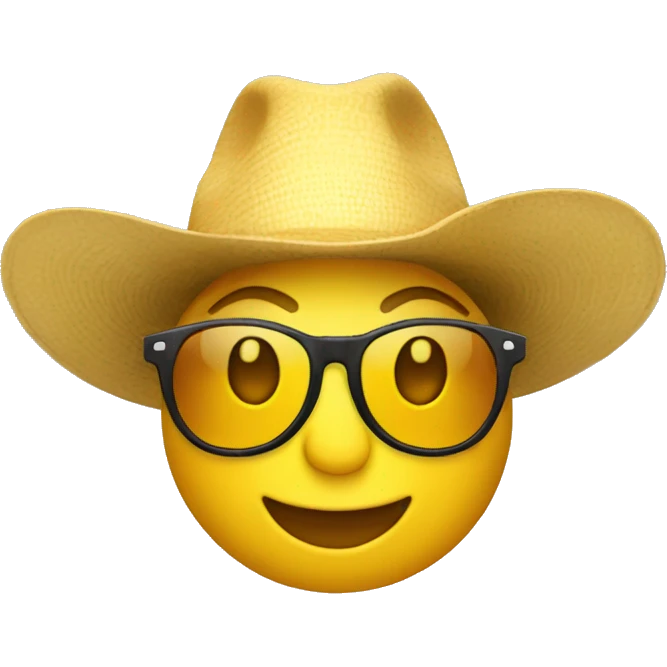 emoji jaune lunette de soleil avec un chapeau safari sur la tête emoji