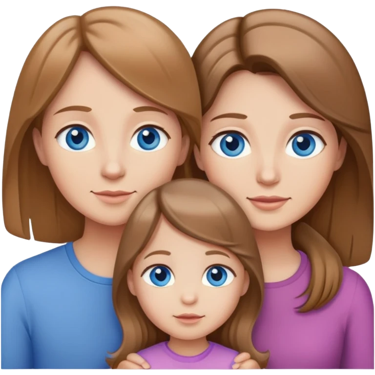 Family with mother, father and three little girls, everyone has light brown hair and blue eyes emoji