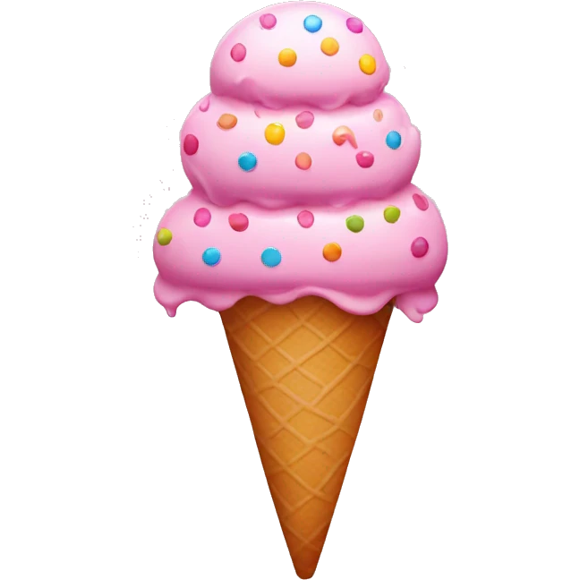 Pink ice cream with rainbow dots  emoji