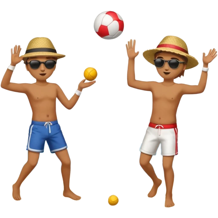 Throwing a ball at the beach to another person. emoji