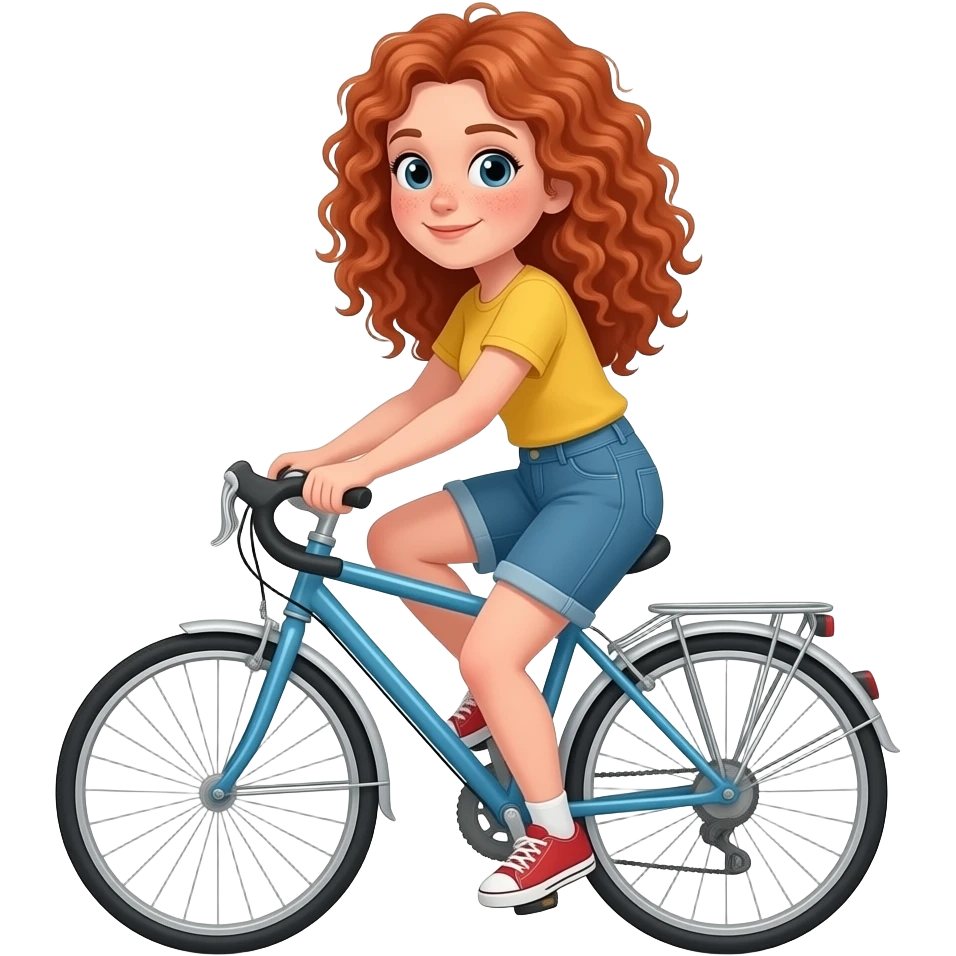 Fille rousse bouclés tâches de rousseur Cyclisme emoji