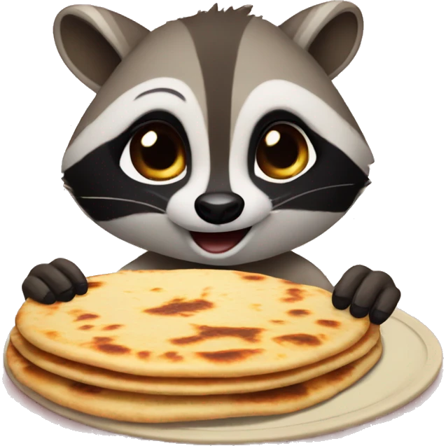 Happy raccoons eating pupusas  emoji