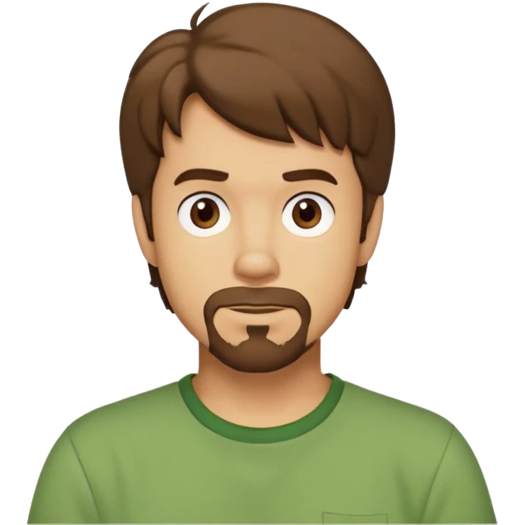 shaggy rogers brunette, with stubble goatee, brown eyes and green tshirt from scooby doo  emoji
