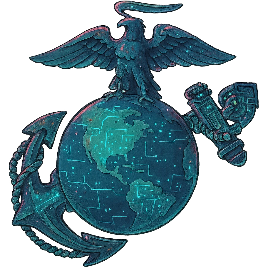  futuristic cyberpunk eagle globe and anchor symbol emoji