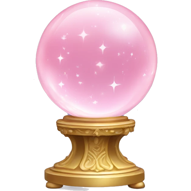 Crystal Ball Emoji "A pastel pink crystal ball sitting on an ornate base, glowing softly and filled with swirling glitter and tiny stardust patterns." emoji