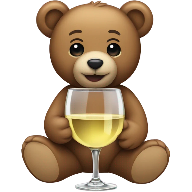 Teddy Bear drinking one glass of white wine emoji