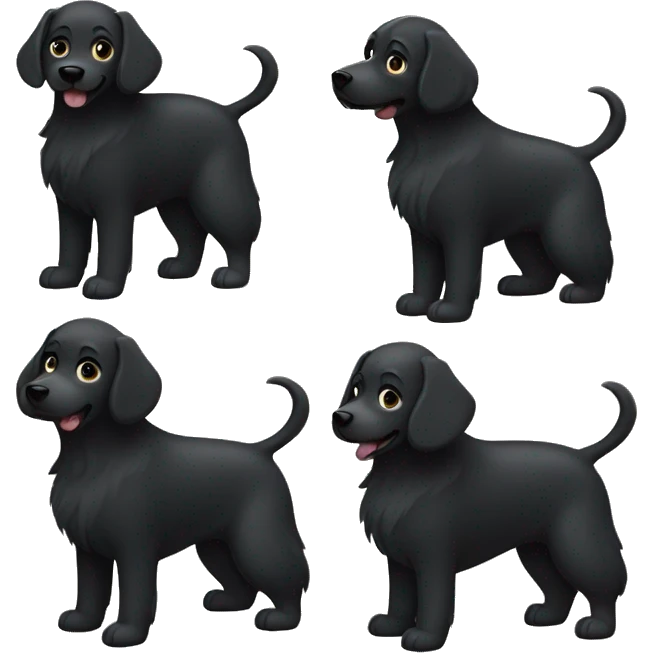 Black Dog with curled tail emoji
