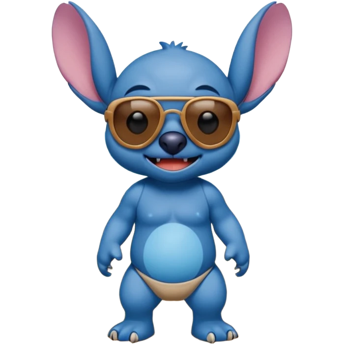 Stitch walking on the beach and saying hello emoji