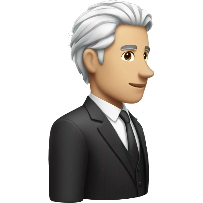 men having white and black hair with suit emoji